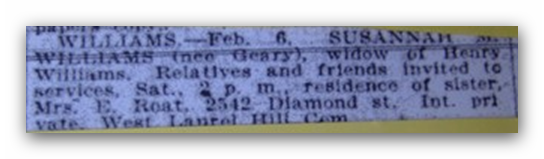 Susannah Geary Williams obit